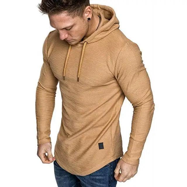Men's Solid Color Long Sleeve Pullover Hoodie Sportswear