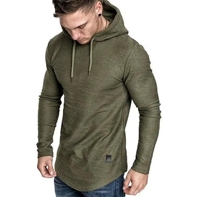 Men's Solid Color Long Sleeve Pullover Hoodie Sportswear
