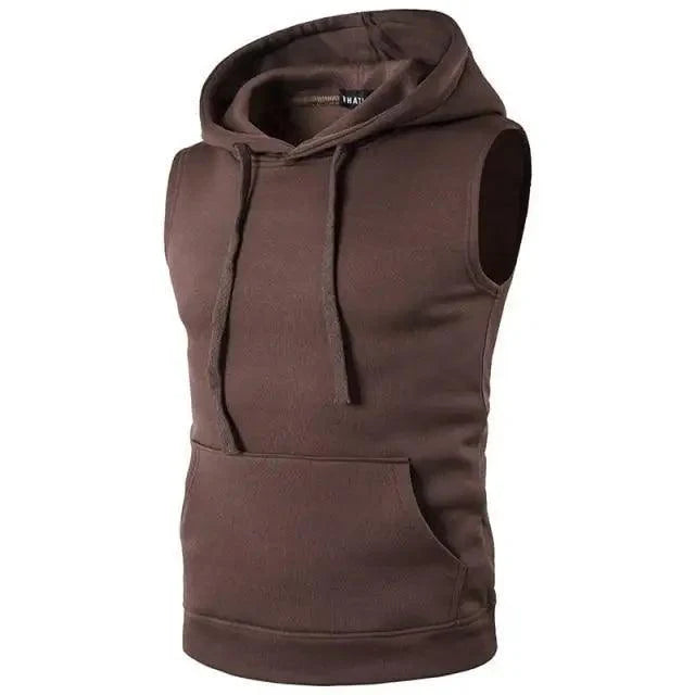 Men's Sleeveless Hoodie Sweatshirt Loose Drawstring Gym Muscle Tank