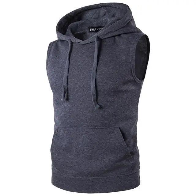 Men's Sleeveless Hoodie Sweatshirt Loose Drawstring Gym Muscle Tank