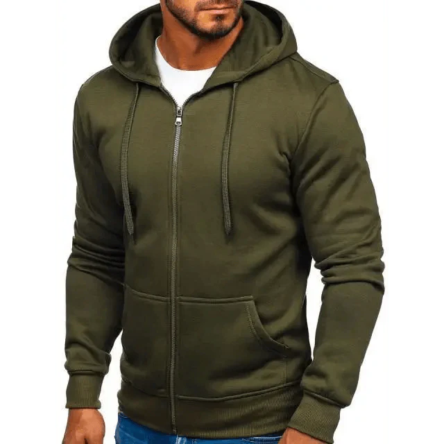Men's Solid Color Long Sleeve Pullover Sports Hoodie