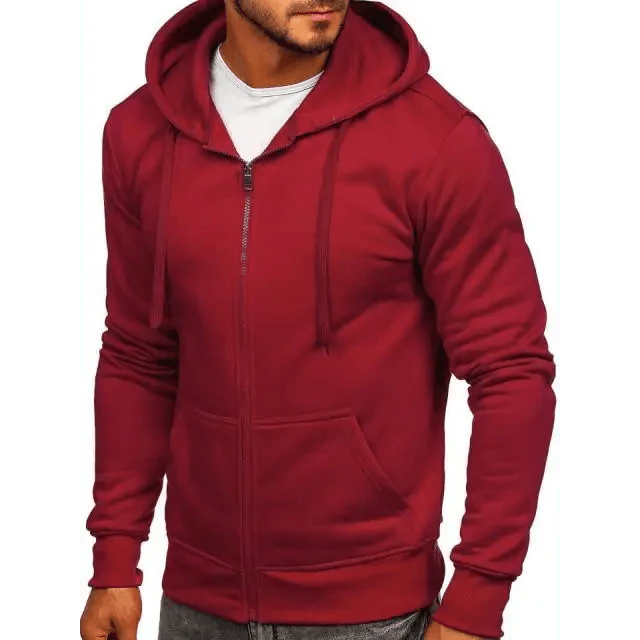 Men's Solid Color Long Sleeve Pullover Sports Hoodie