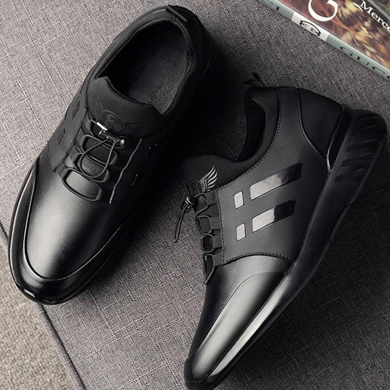 Men's Casual Leather Lace-Up Dress Sneakers Breathable Business Shoes