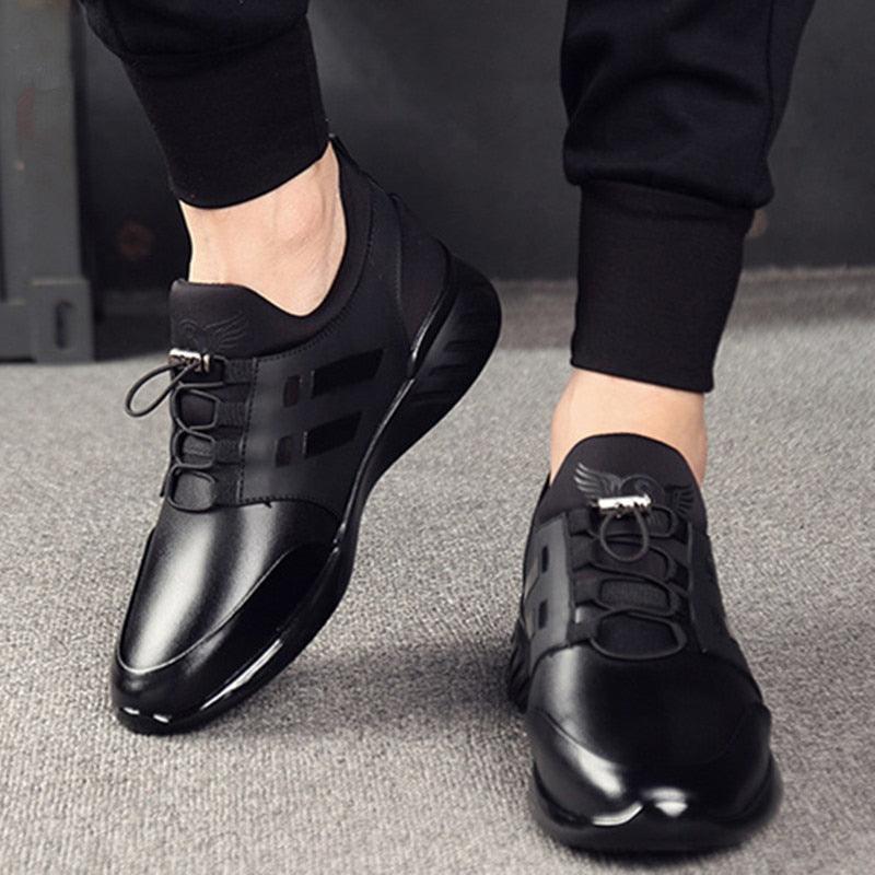 Men's Casual Leather Lace-Up Dress Sneakers Breathable Business Shoes