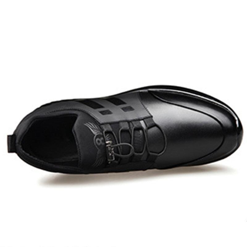 Men's Casual Leather Lace-Up Dress Sneakers Breathable Business Shoes