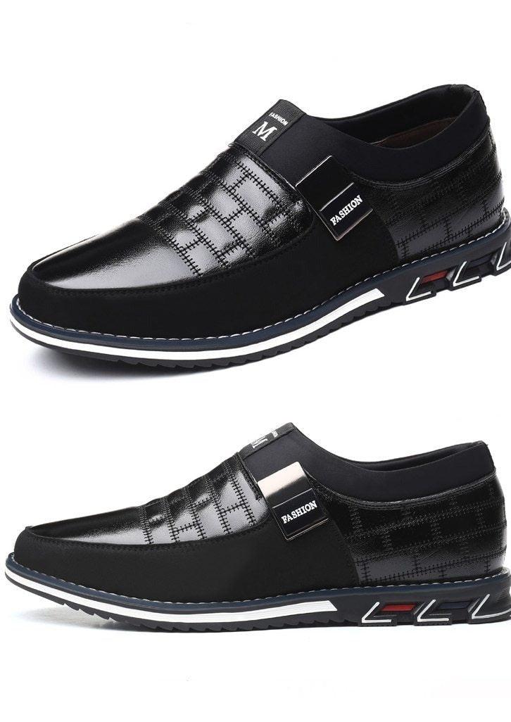 Mens Leather Casual Sneakers Round Toe Business Walking Shoes