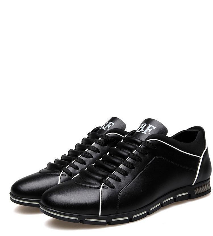 Mens Leather Casual Sneakers Round Toe Business Walking Shoes