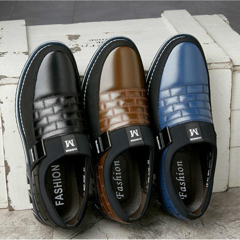 Mens Leather Casual Sneakers Round Toe Business Walking Shoes
