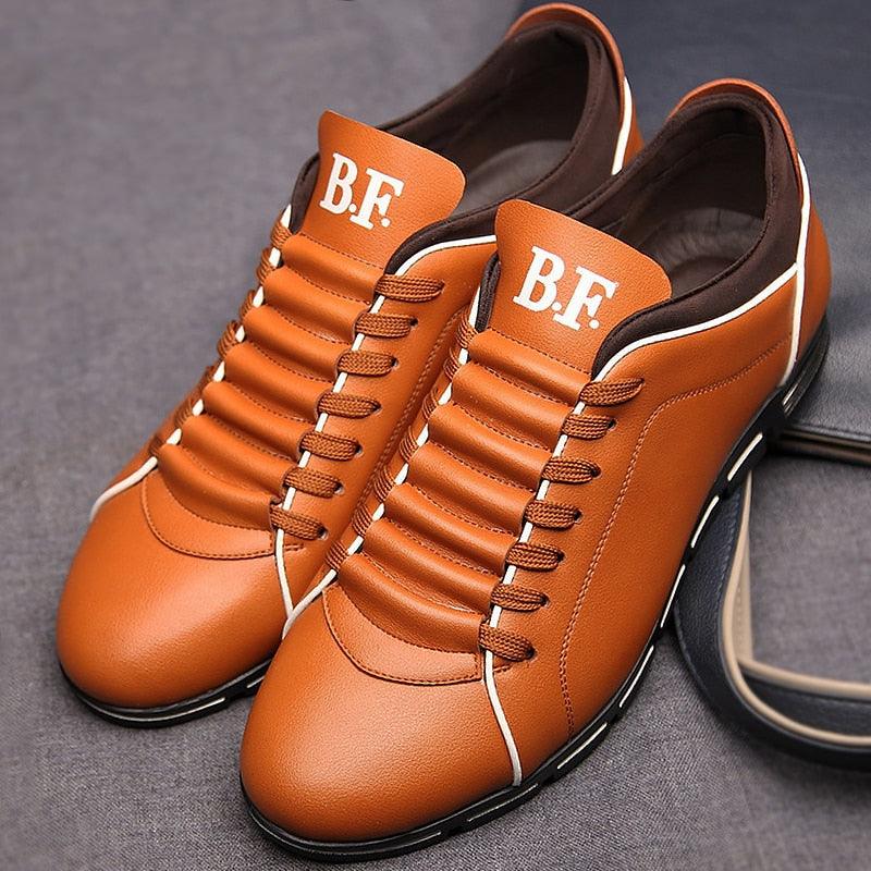 Mens Leather Casual Sneakers Round Toe Business Walking Shoes