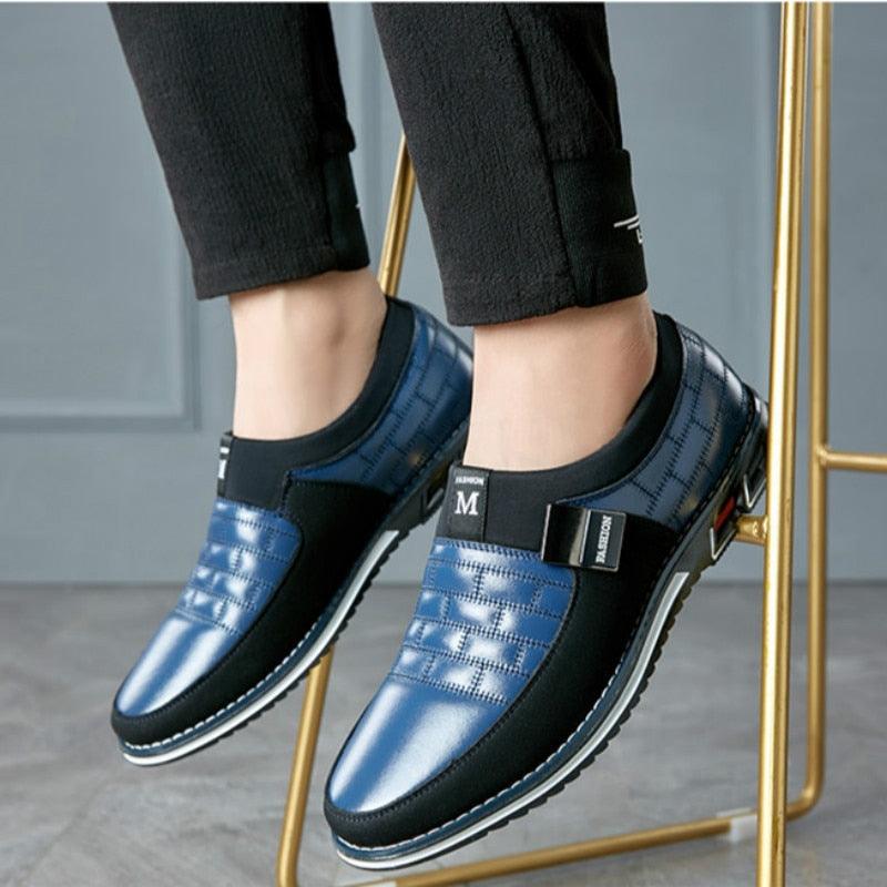 Mens Leather Casual Sneakers Round Toe Business Walking Shoes