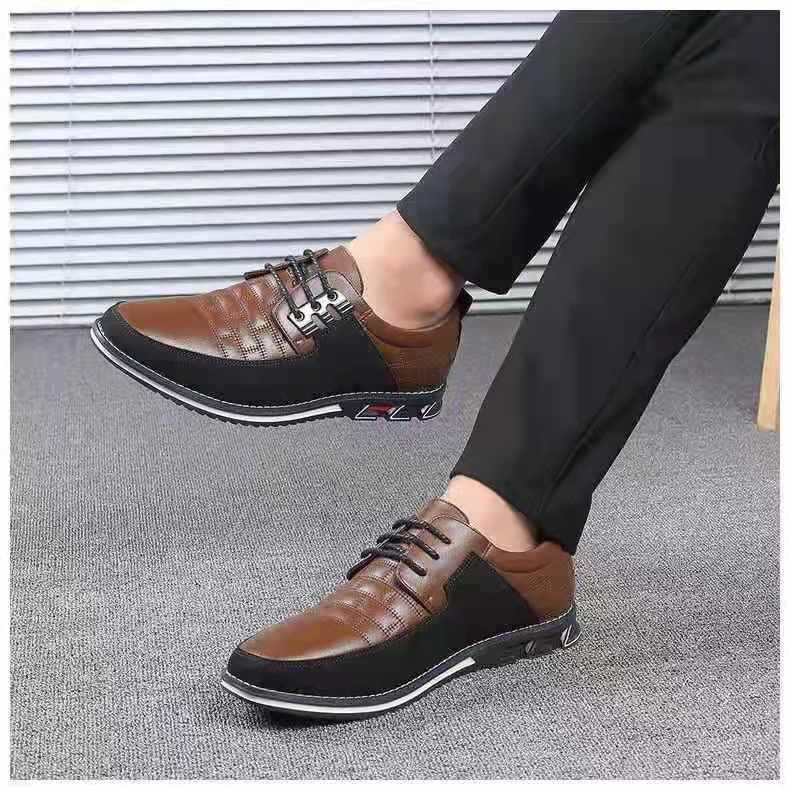 Mens Leather Casual Sneakers Round Toe Business Walking Shoes