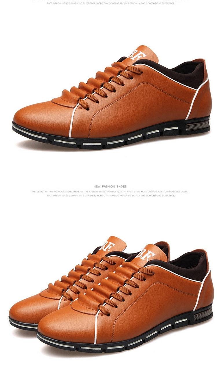 Mens Leather Casual Sneakers Round Toe Business Walking Shoes