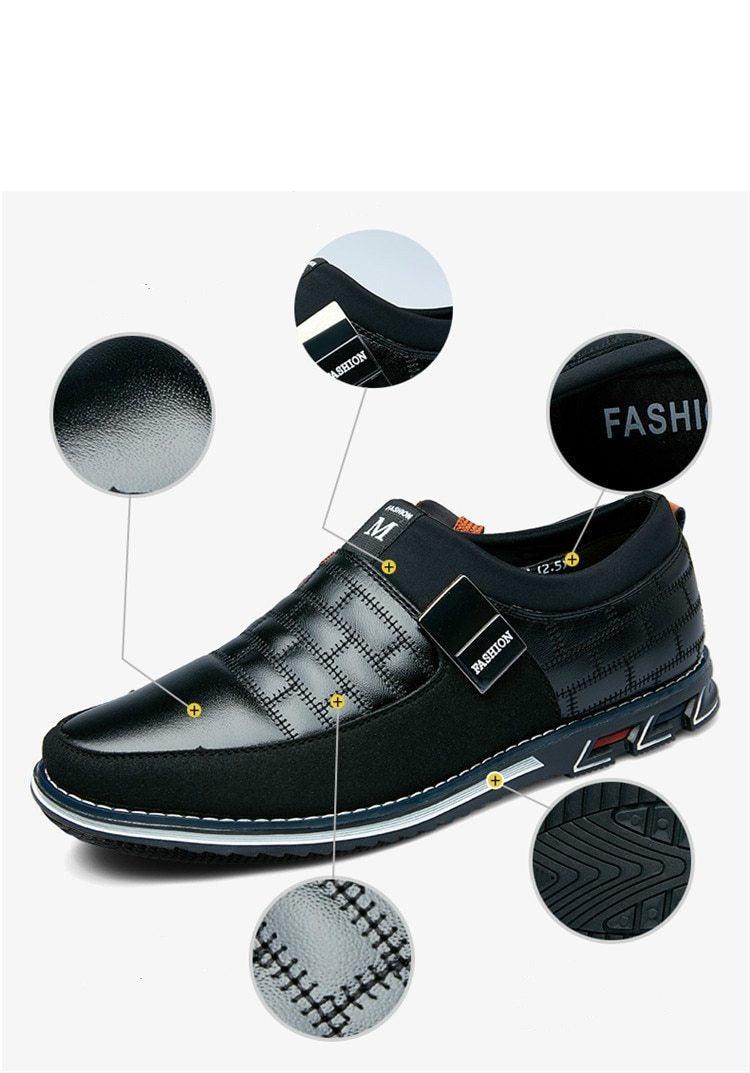 Mens Leather Casual Sneakers Round Toe Business Walking Shoes