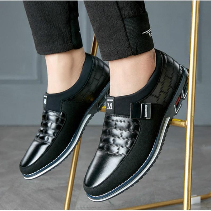 Mens Leather Casual Sneakers Round Toe Business Walking Shoes