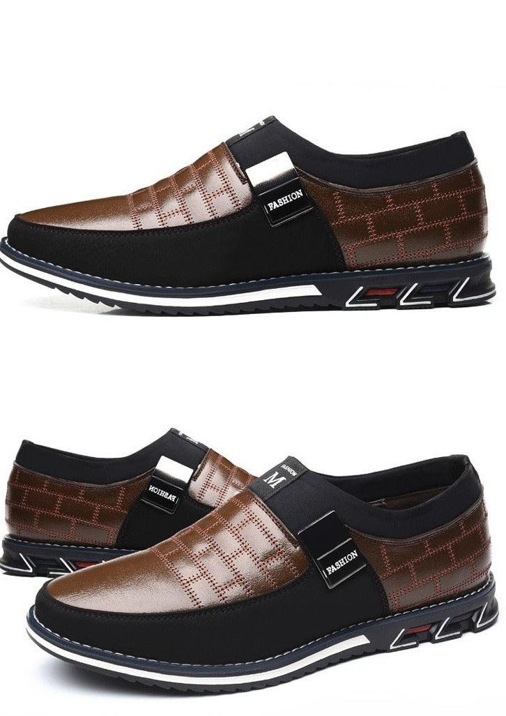 Mens Leather Casual Sneakers Round Toe Business Walking Shoes