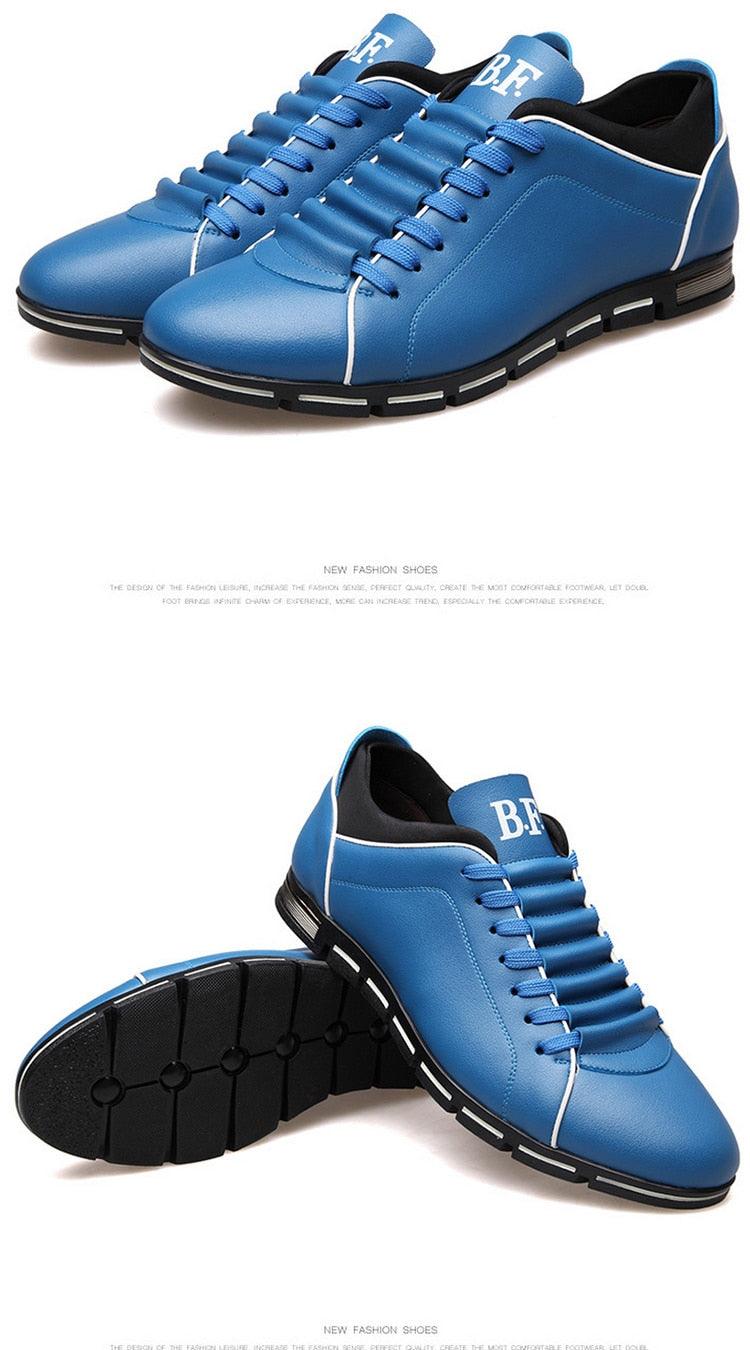 Mens Leather Casual Sneakers Round Toe Business Walking Shoes