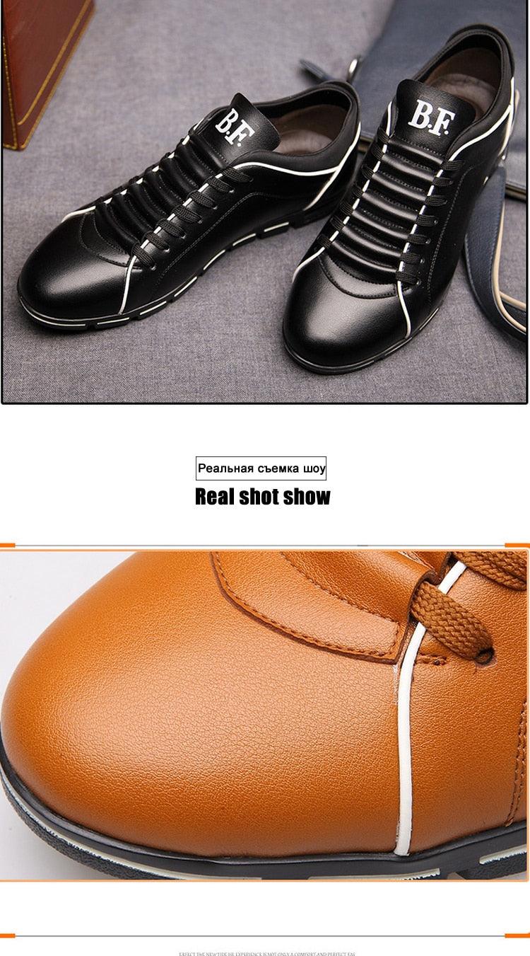 Mens Leather Casual Sneakers Round Toe Business Walking Shoes