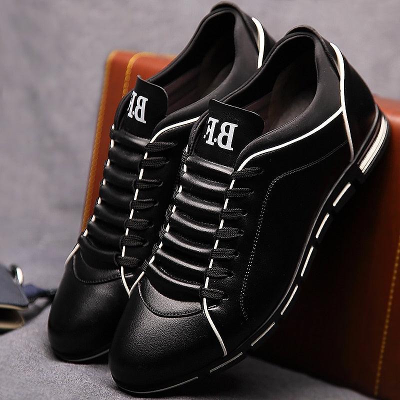 Mens Leather Casual Sneakers Round Toe Business Walking Shoes