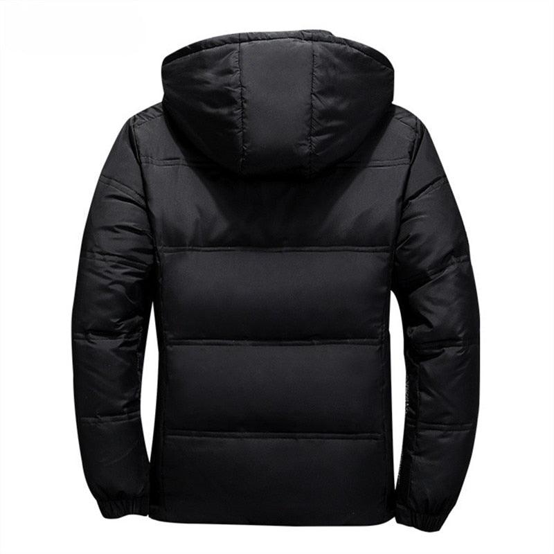 Men's Modern Red Hooded Winter Jacket - Insulated Warm Outdoor Coat