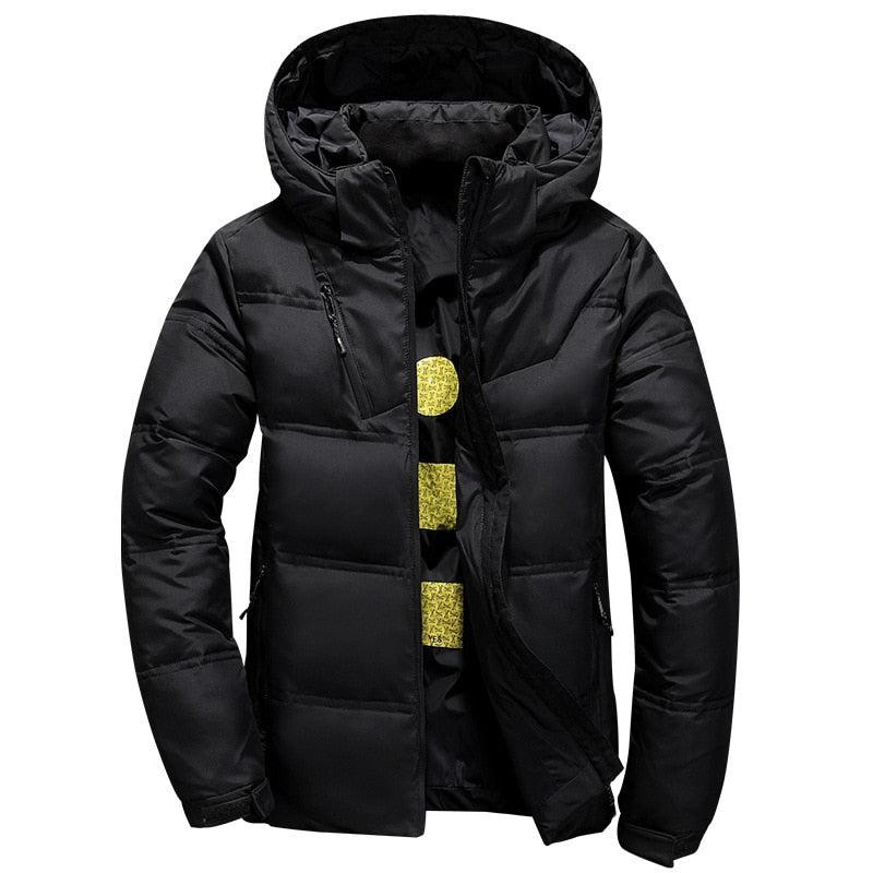 Men's Modern Red Hooded Winter Jacket - Insulated Warm Outdoor Coat
