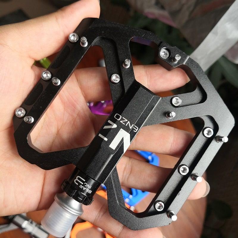 Pro Mountain Bike Flat Pedals with 3 Sealed Bearings 9/16 Inch