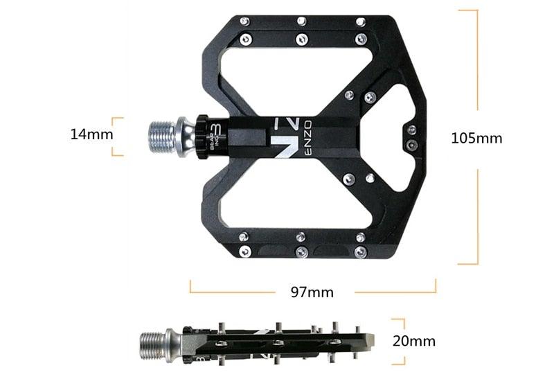 Pro Mountain Bike Flat Pedals with 3 Sealed Bearings 9/16 Inch