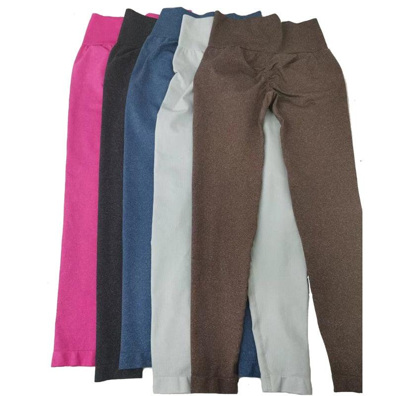 Pink High-Waist Seamless Workout Leggings - Sculpting Lift Pants