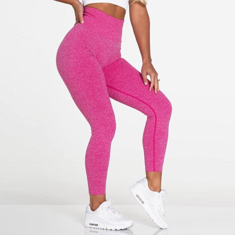 Pink High-Waist Seamless Workout Leggings - Sculpting Lift Pants
