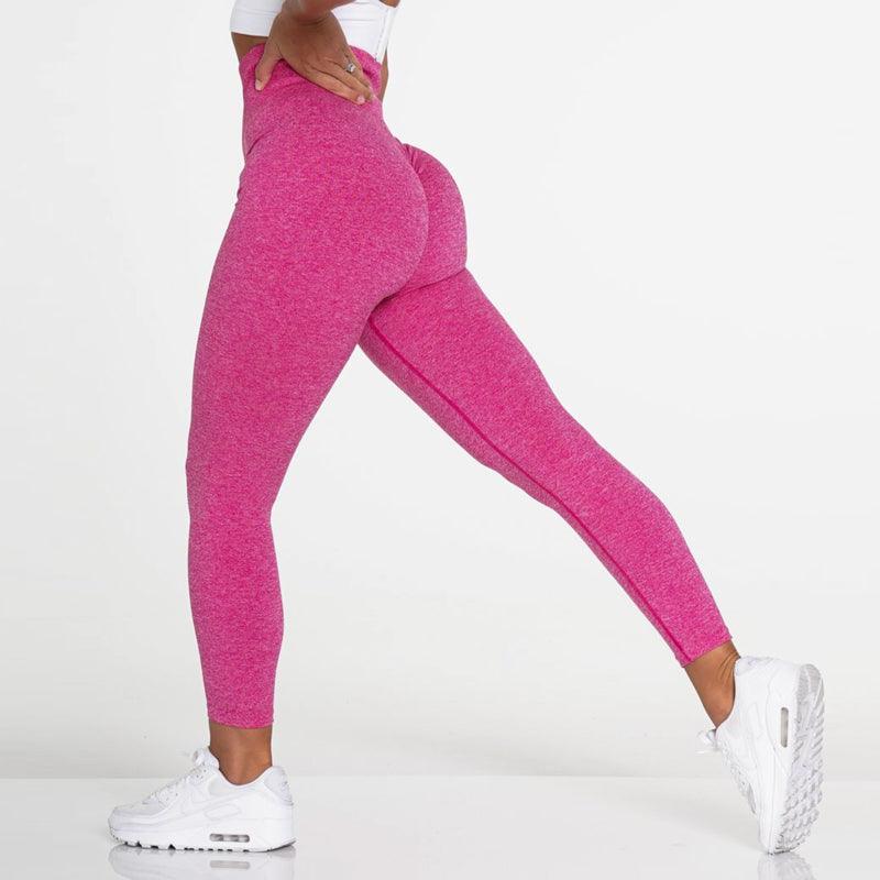 Pink High-Waist Seamless Workout Leggings - Sculpting Lift Pants