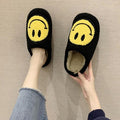 Pink Smiley Face Slippers: Plush Retro Happy Face House Sandals