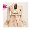 Women's Long Woolen Windbreaker Overcoat Red Autumn Winter Jacket
