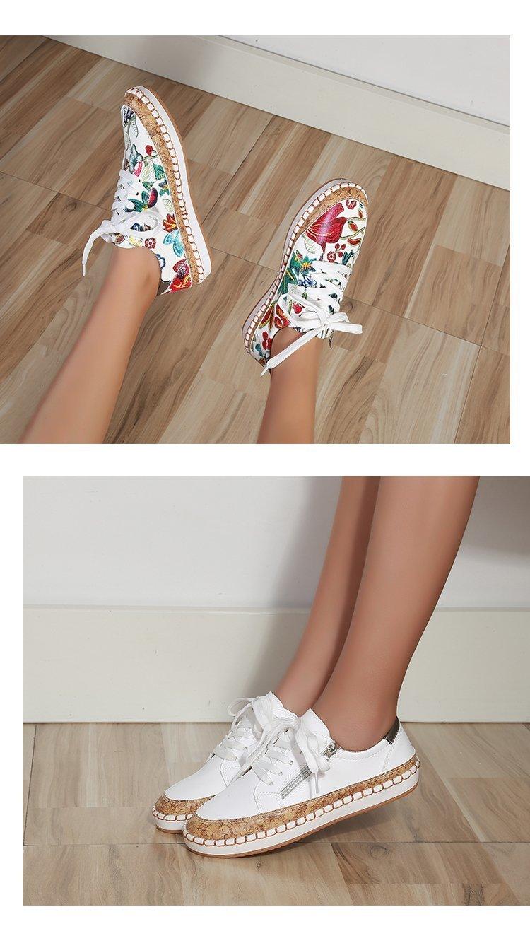 Women's Floral Print Lace-Up Casual Sneakers Summer Walking Shoes