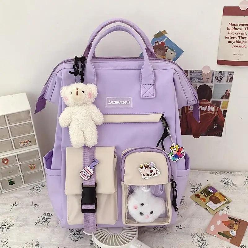 Vibrant purple waterproof candy-colored backpack for women and teenagers