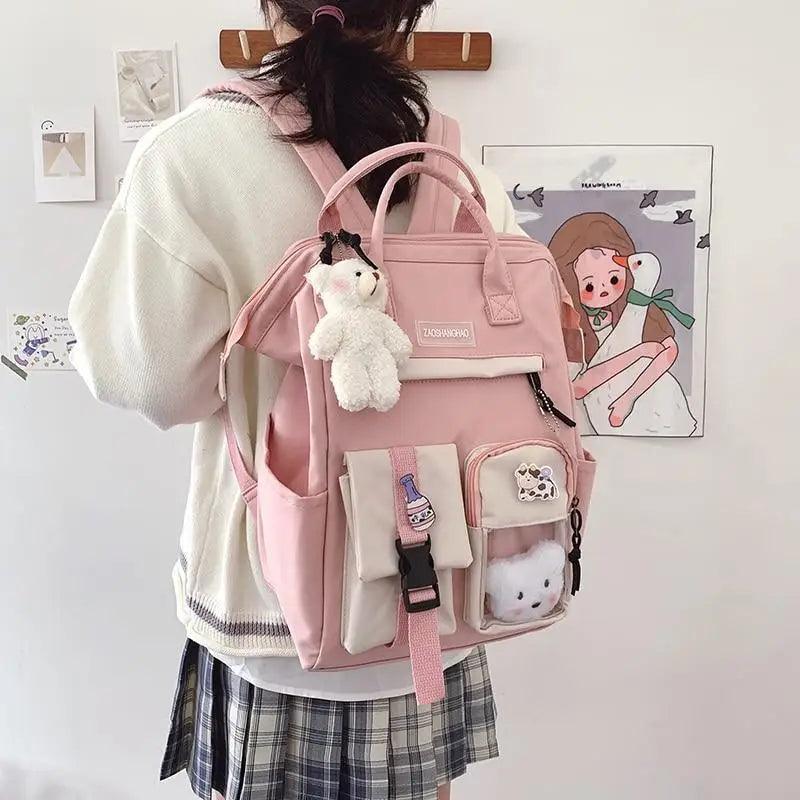 Purple Waterproof Candy-Colored Backpack for Women & Teens