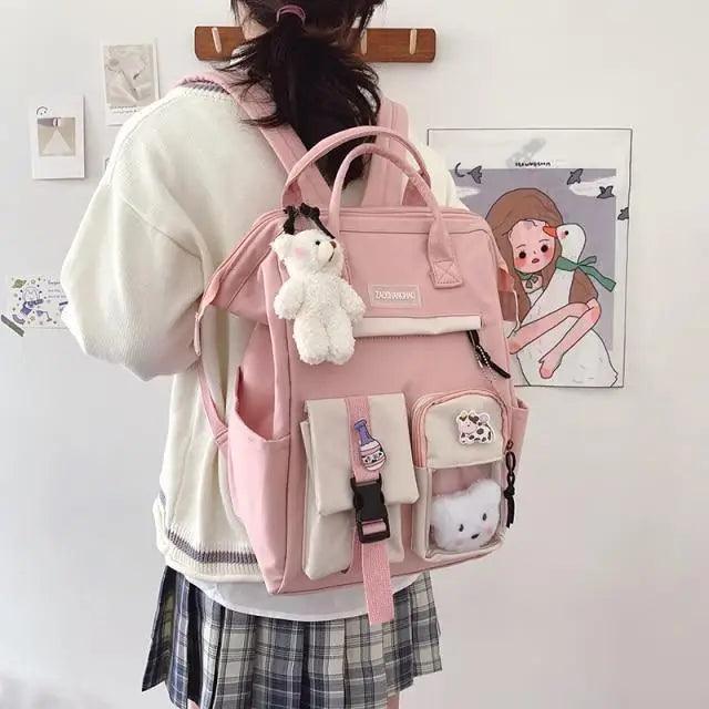 Purple Waterproof Candy-Colored Backpack for Women & Teens