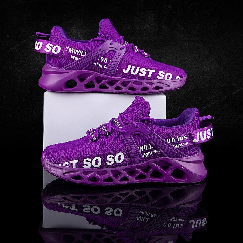Women's purple platform running sneakers with breathable air mesh upper