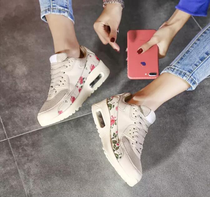 Red Platform Women's Sneakers Lightweight Air Cushion Walking Shoes