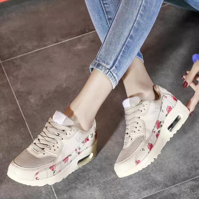 Red Platform Women's Sneakers Lightweight Air Cushion Walking Shoes