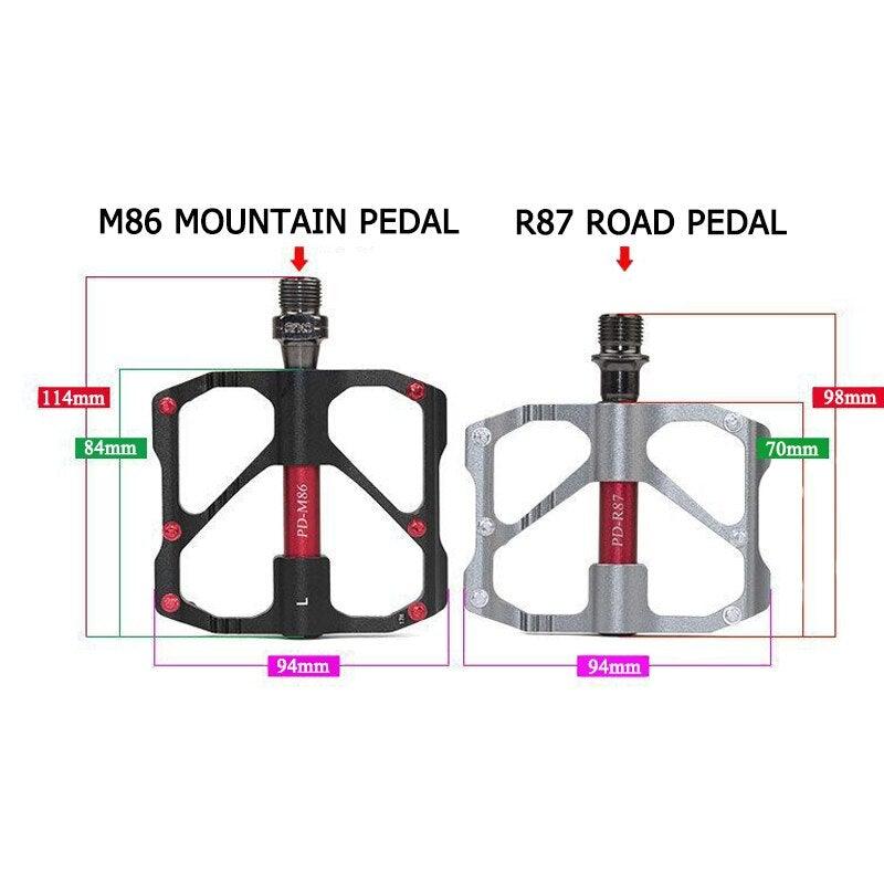 Ultra-Light Aluminum Flat Platform Bike Pedals with 3 Bearings