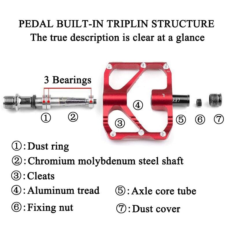 Ultra-Light Aluminum Flat Platform Bike Pedals with 3 Bearings