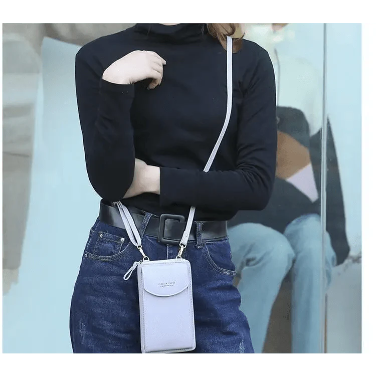 Compact PU Leather Crossbody Phone Wallet and Clutch