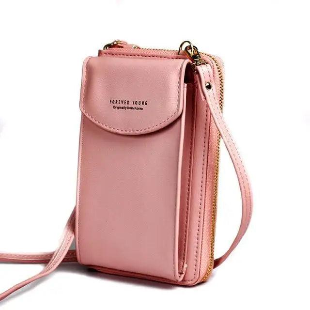 Compact PU Leather Crossbody Phone Wallet and Clutch