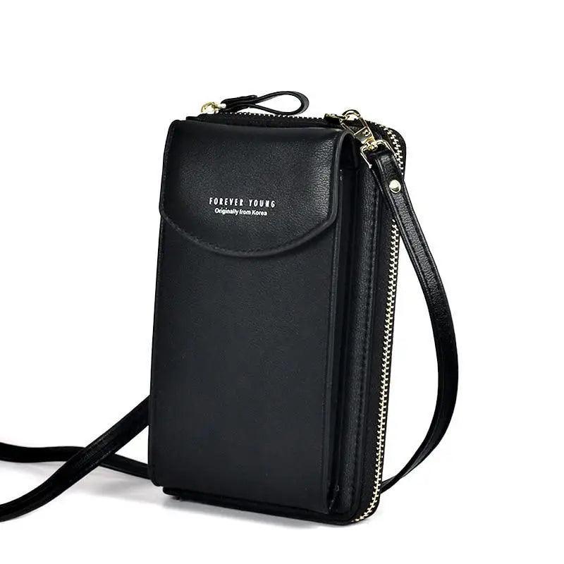 Compact PU Leather Crossbody Phone Wallet and Clutch