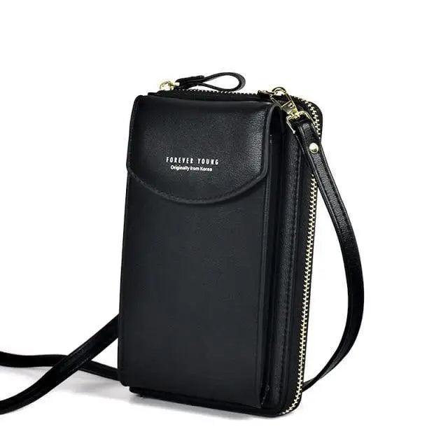 Compact PU Leather Crossbody Phone Wallet and Clutch