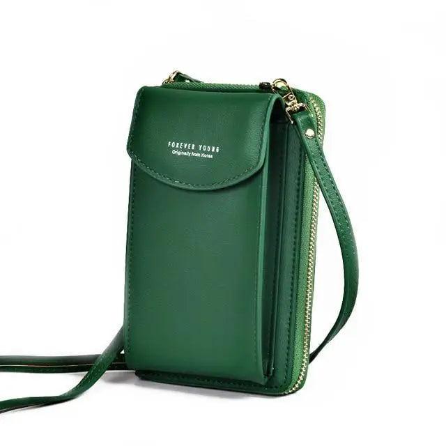 Compact PU Leather Crossbody Phone Wallet and Clutch