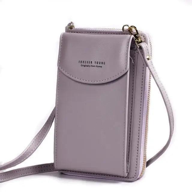 Compact PU Leather Crossbody Phone Wallet and Clutch