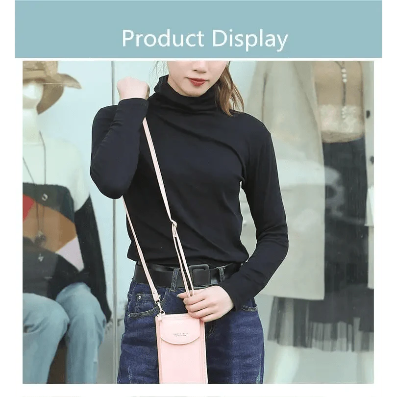 Compact PU Leather Crossbody Phone Wallet and Clutch