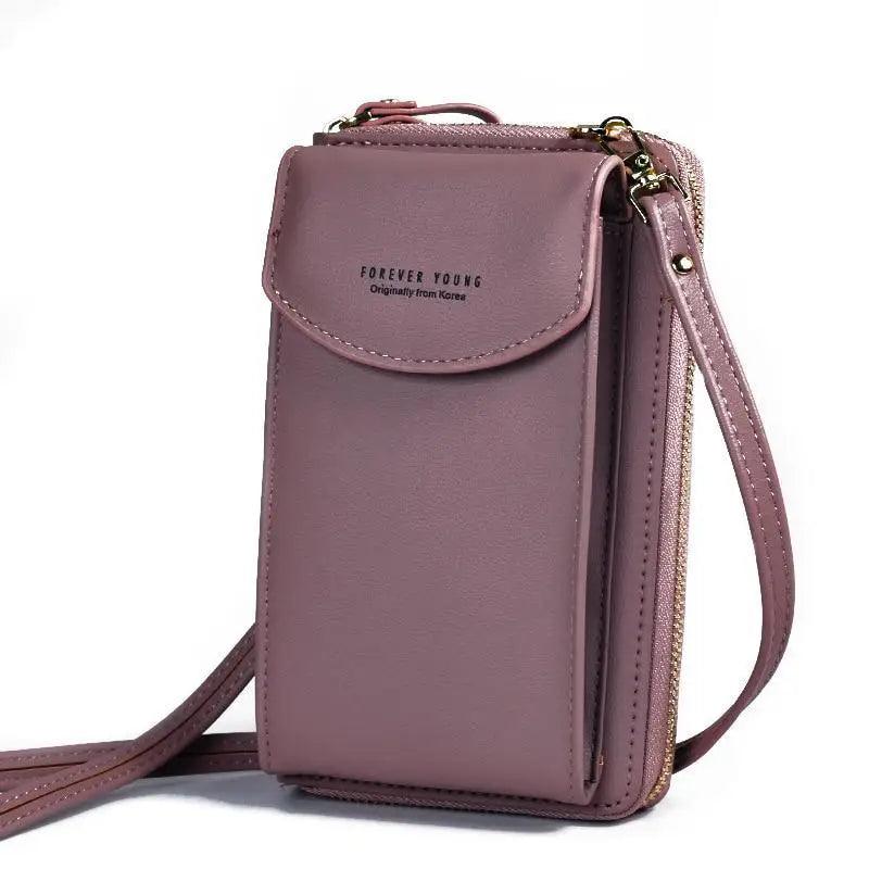 Compact PU Leather Crossbody Phone Wallet and Clutch