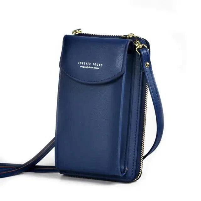 Compact PU Leather Crossbody Phone Wallet and Clutch