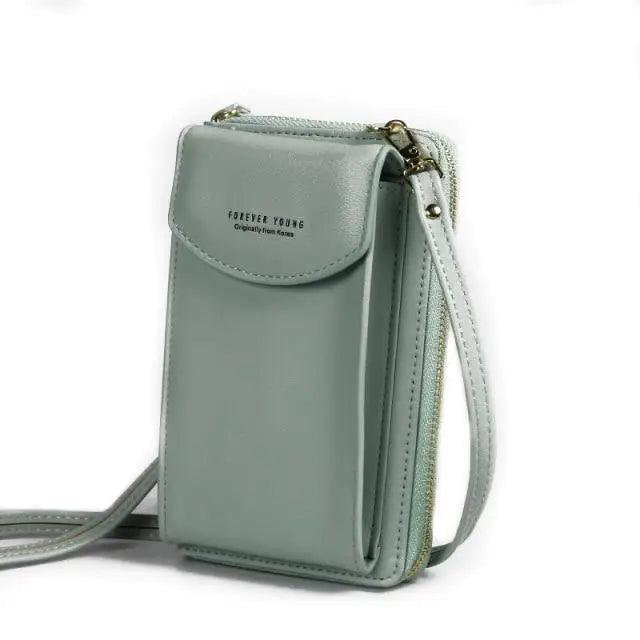 Compact PU Leather Crossbody Phone Wallet and Clutch